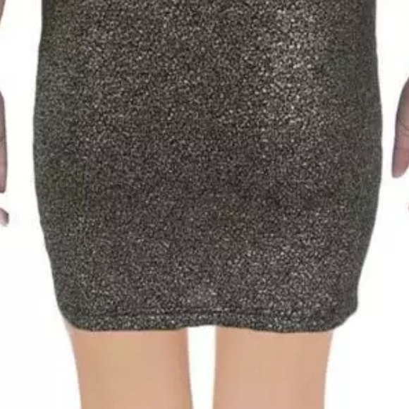 Aqua Gold Metallic Cut Out Body Con Party Dress - Picture 7 of 7